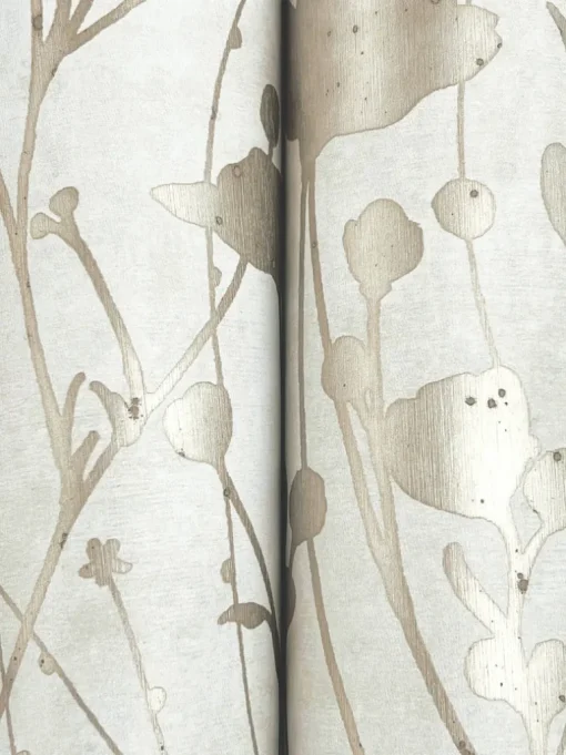Ronald Redding Tea Garden Shimmering Poppies Wallpaper - White & Gold