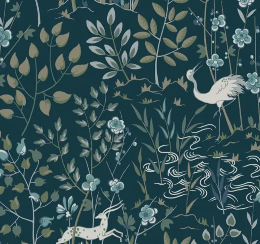 Ronald Redding Traveler Aspen Wallpaper - Dark Blue