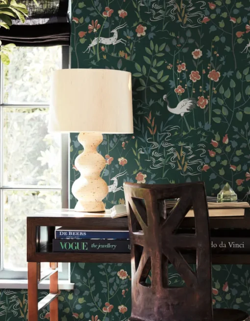 Ronald Redding Traveler Aspen Wallpaper - Dark Green