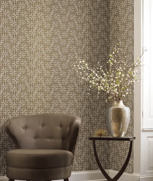 Ronald Redding Traveler Dynastic Lattice Wallpaper - Gold