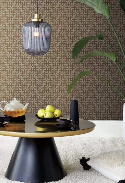 Ronald Redding Traveler Dynastic Lattice Wallpaper - Gold