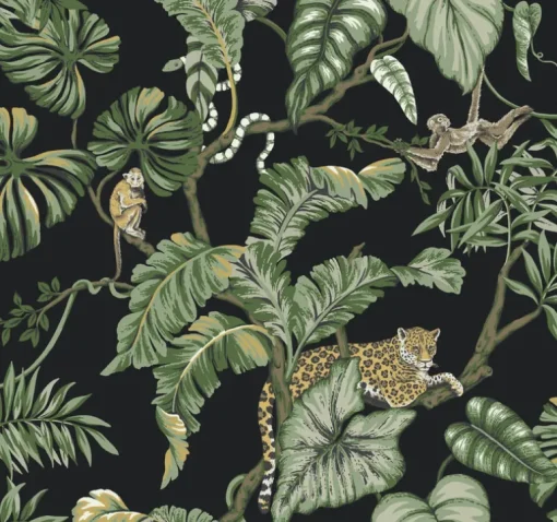 Ronald Redding Traveler Jungle Cat Wallpaper - Black