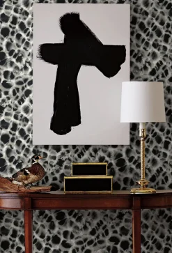 Ronald Redding Traveler Leopard Rosettes Wallpaper - Black & Off White