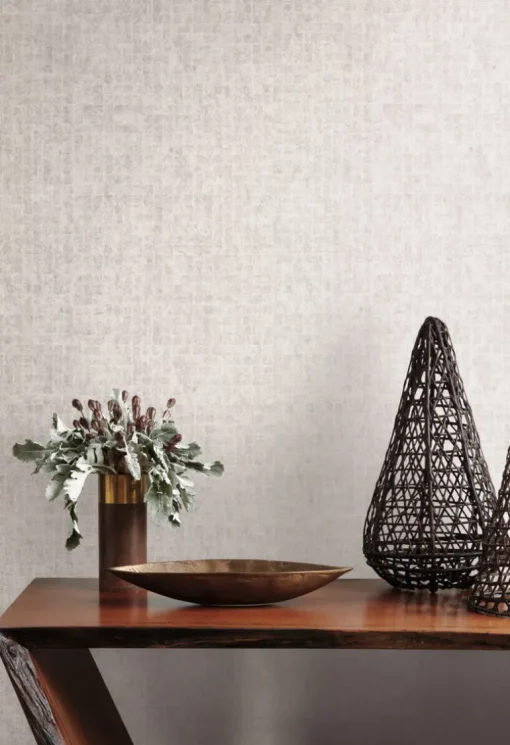 Ronald Redding Traveler Leather Lux Wallpaper - Off White