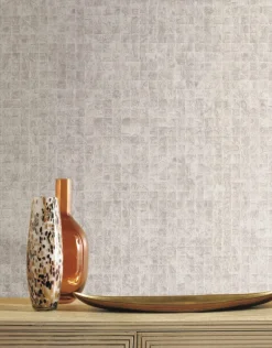 Ronald Redding Traveler Leather Lux Wallpaper - Off White