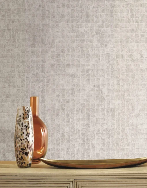 Ronald Redding Traveler Leather Lux Wallpaper - Off White