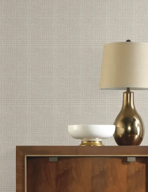 Ronald Redding Traveler Shirting Plaid Wallpaper - Off White