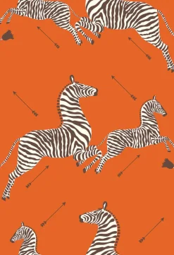 Scalamandre Zebras Collection Zebras Wallpaper - Orange