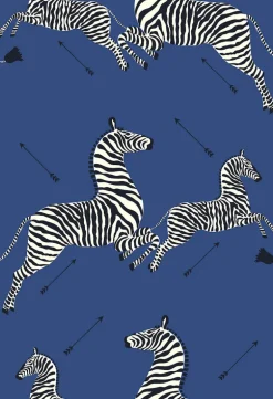 Scalamandre Zebras Collection Zebras Wallpaper - Denim