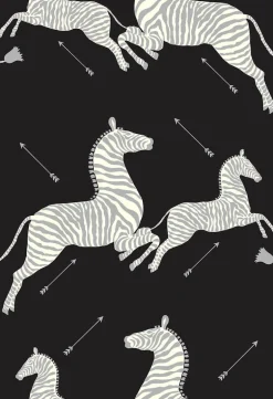 Scalamandre Zebras Collection Zebras Wallpaper - Black & Silver