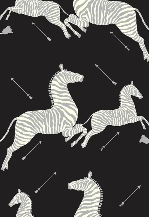 Scalamandre Zebras Collection Zebras Wallpaper - Black & Silver