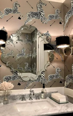 Scalamandre Zebras Collection Zebras Wallpaper - Silver