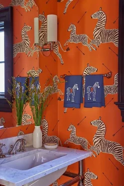 Scalamandre Zebras Collection Zebras Wallpaper - Orange