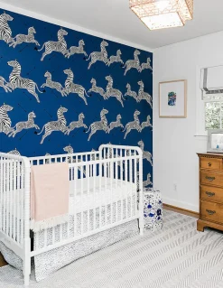 Scalamandre Zebras Collection Zebras Wallpaper - Denim