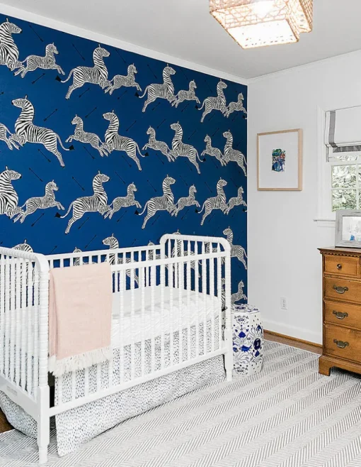 Scalamandre Zebras Collection Zebras Wallpaper - Denim