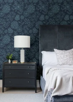 Scott Living Ada Floral Wallpaper - Indigo Blue