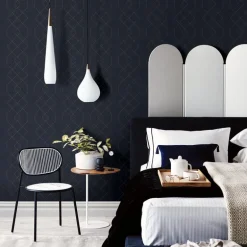 Scott Living Ballard Geometric Wallpaper - Indigo Blue