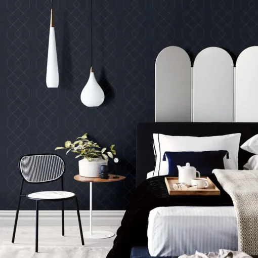 Scott Living Ballard Geometric Wallpaper - Indigo Blue