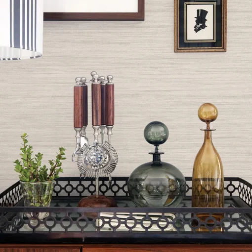 Scott Living Barnaby Faux Grasscloth Wallpaper - Off White