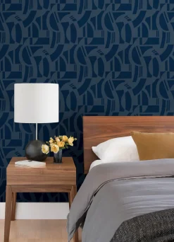 Scott Living Carter Wallpaper - Indigo Blue