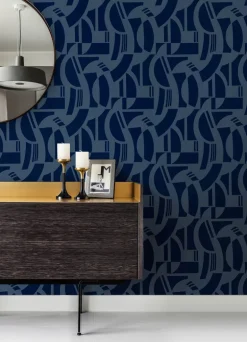Scott Living Carter Wallpaper - Indigo Blue
