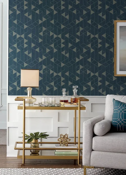 Scott Living Fairbank Wallpaper - Navy Linen