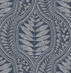 Scott Living Juno Ogee Wallpaper - Indigo Blue