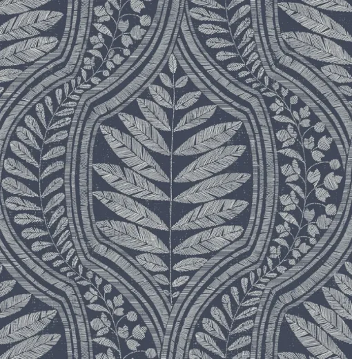 Scott Living Juno Ogee Wallpaper - Indigo Blue