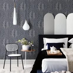 Scott Living Juno Ogee Wallpaper - Indigo Blue