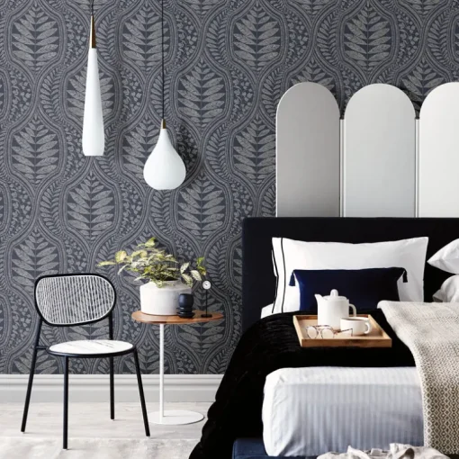 Scott Living Juno Ogee Wallpaper - Indigo Blue