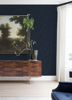 Scott Living Kachel Geometric Wallpaper - Indigo Blue