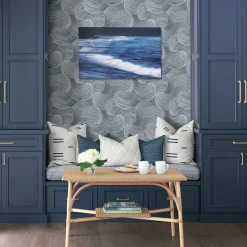 Scott Living Karson Swirling Geometric Wallpaper - Blue