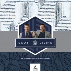 Scott Living Karson Swirling Geometric Wallpaper - Blue