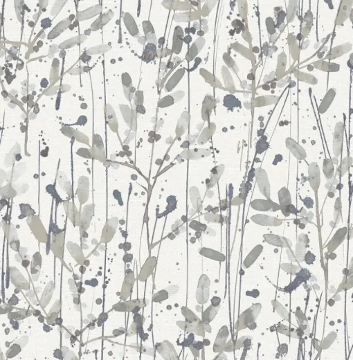 Scott Living Leandra Floral Trail Wallpaper - Grey