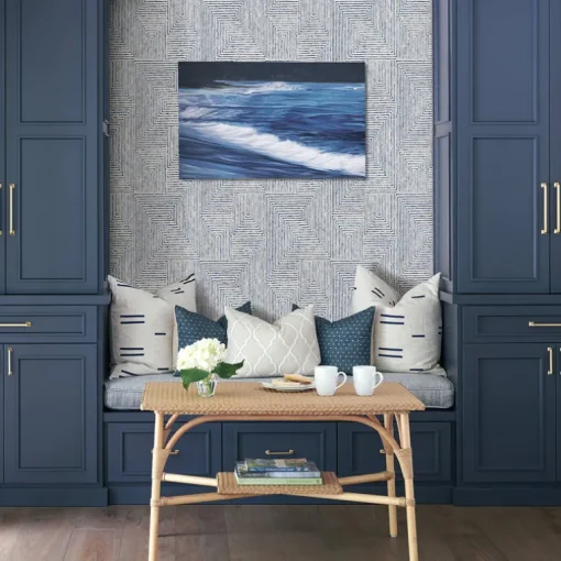 Scott Living Merritt Geometric Wallpaper - Indigo Blue