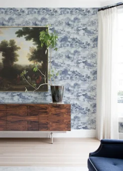 Scott Living Nara Toile Wallpaper - Indigo Blue
