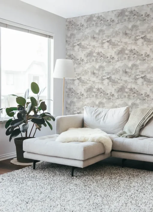 Scott Living Nara Toile Wallpaper - Grey