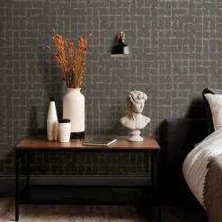 Scott Living Shea Distressed Geometric Wallpaper - Charcoal