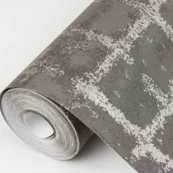 Scott Living Shea Distressed Geometric Wallpaper - Charcoal