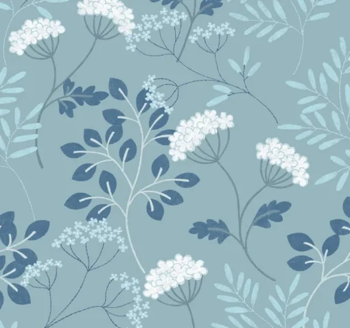 Scott Living Sorrel Botanical Wallpaper - Slate Blue