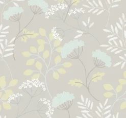 Scott Living Sorrel Botanical Wallpaper - Light Grey