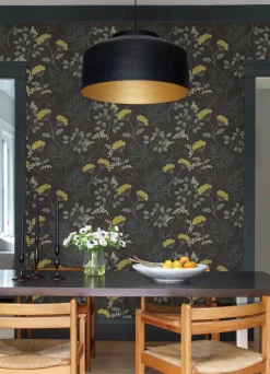 Scott Living Sorrel Botanical Wallpaper - Black
