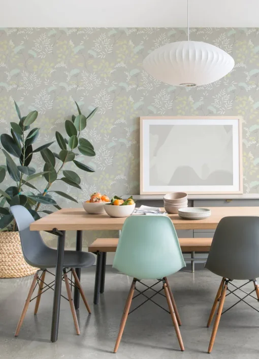 Scott Living Sorrel Botanical Wallpaper - Light Grey