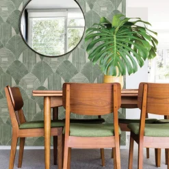 Scott Living Westport Geometric Wallpaper - Green