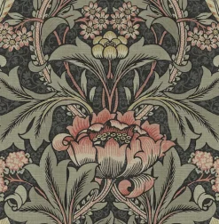 Seabrook Acanthus Floral Wallpaper - Charcoal & Rosewood