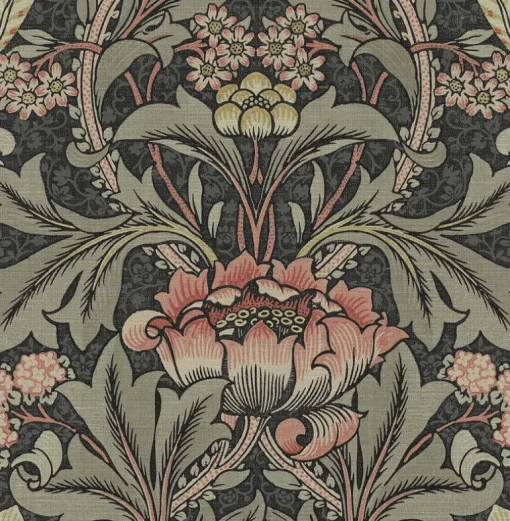 Seabrook Acanthus Floral Wallpaper - Charcoal & Rosewood
