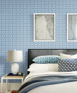Seabrook Beach House Coastal Tile Wallpaper - Blue