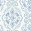 Seabrook Beach House Nautical Damask Wallpaper - Coastal Blue
