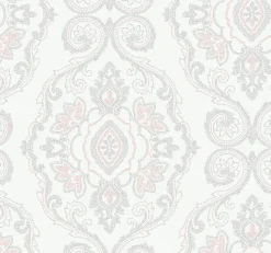 Seabrook Beach House Nautical Damask Wallpaper - Pink Sunset