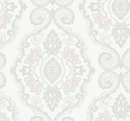 Seabrook Beach House Nautical Damask Wallpaper - Pink Sunset